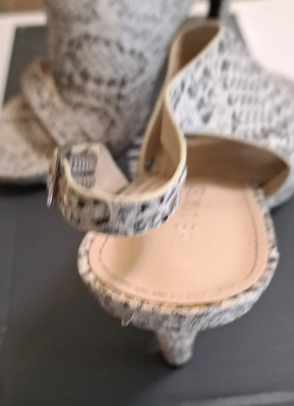 The Limited Silver Snake-Print Slingback Sandals